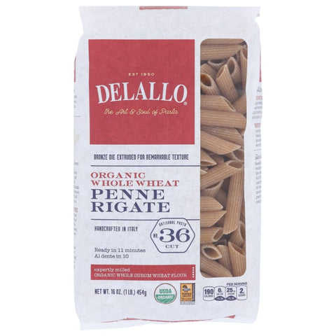 Organic Whole Wheat Penne Rigate Pasta No.36 DELALLO 16 oz
