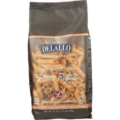 Gluten Free Whole Grain Rice Penne Rigate Wheat-Free Pasta DELALLO 12 oz