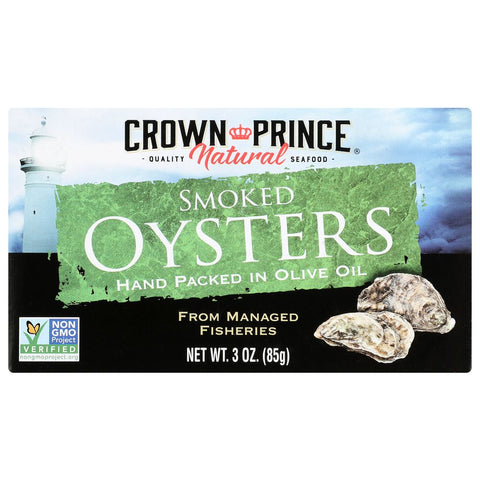 Naturally Smoked Oysters in Pure Olive Oil 3 oz CROWN PRINCE