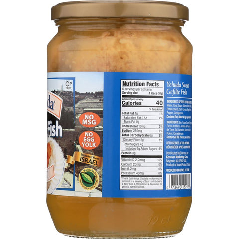 Gefilte Fish Sweet 24 oz Fish Delicacy Yehuda