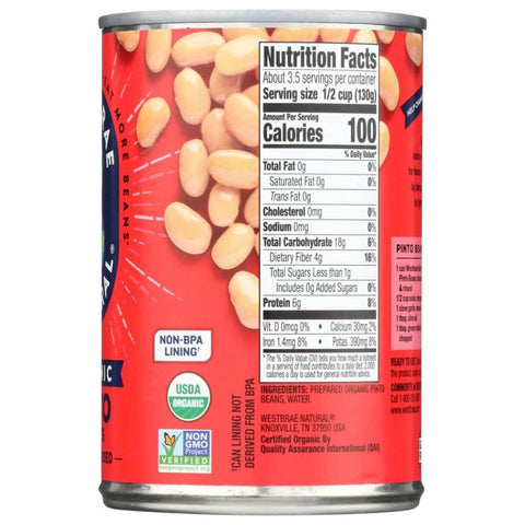 Organic Pinto Beans No Salt Added 15 oz Westbrae