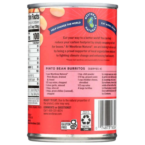 Organic Pinto Beans No Salt Added 15 oz Westbrae