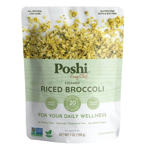 Steamed Riced Broccoli Keto-Friendly Ready to Eat Pouch Poshi