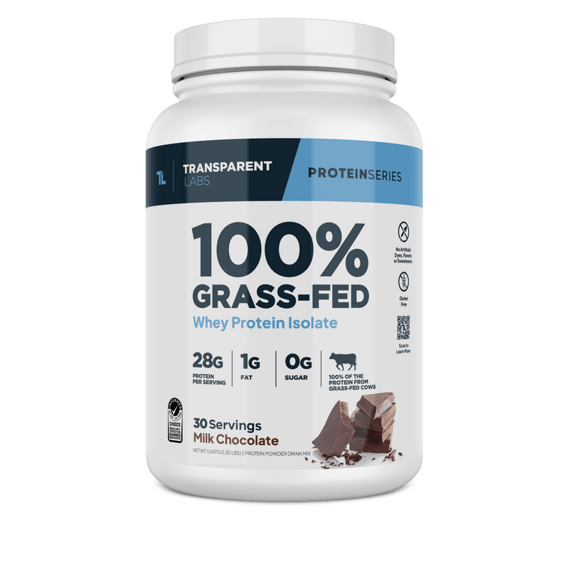 Grass Fed 28g Protein Whey Isolate Supplement Transparent Labs