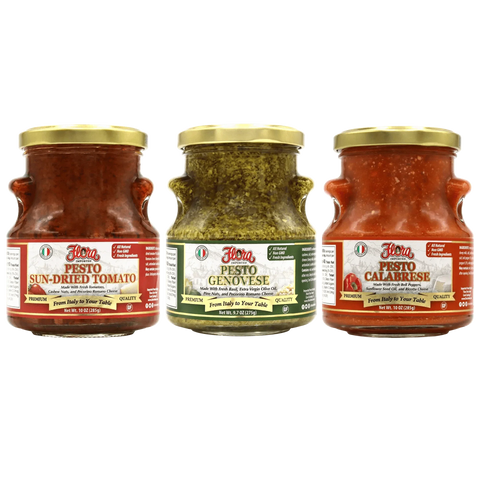 Pesto Sample Pack 3 x 10 oz Pack of Genovese Calabrese Sun-Dried Tomato