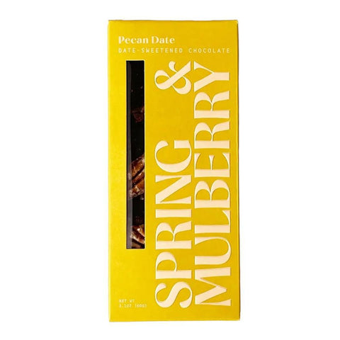 Date Sweetened Dark Chocolate Pecan Date Bar Spring & Mulberry