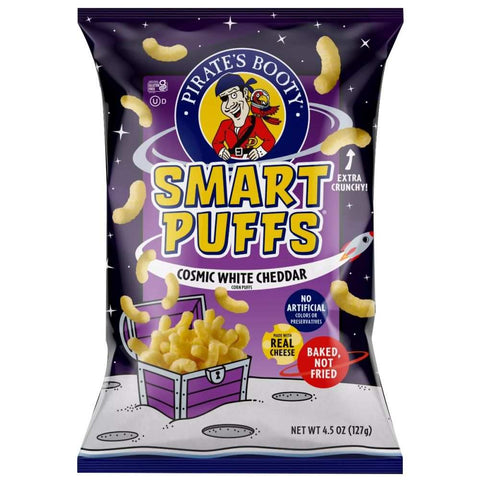Smart Cosmic White Cheddar Corn Puffs Snack 4.5 oz Pirate Brands