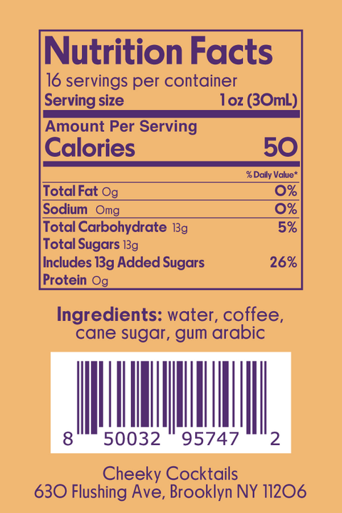 Espresso Syrup Cane Sugar Blend Cheeky Cocktails
