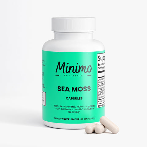 Sea Moss with Bladderwrack and Burdock Root Supplement 60 ct Minimo Nutrition