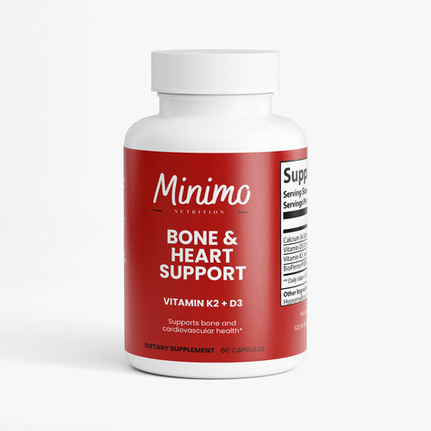 Bone & Heart Support Vitamin K2 D3 Supplement 60 ct Minimo Nutrition
