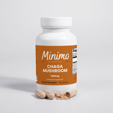 Organic Chaga Mushroom Immune Support Capsules 60 ct Minimo Nutrition