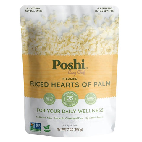 Steamed Riced Hearts Of Palm Keto-Friendly Ready to Eat Poshi 200G
