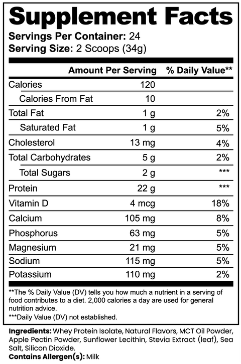Whey Protein Isolate Vanilla Flavor Advanced 100% Whey Protein Isolate