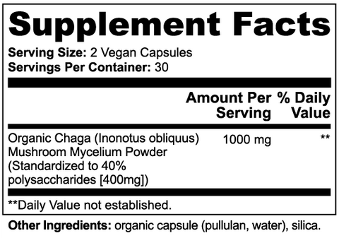 Organic Chaga Mushroom Immune Support Capsules 60 ct Minimo Nutrition