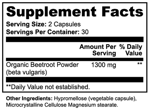 Organic Beetroot Capsuled Powder 60 ct Minimo Nutrition