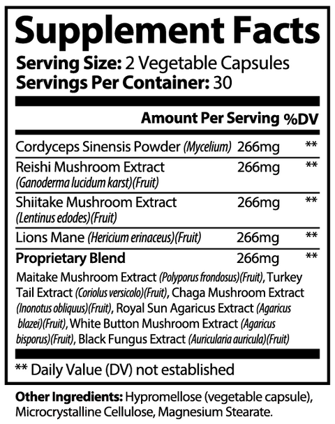 Mushroom Complex 10 X Potent Medicinal Mushroom Supplement