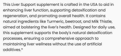 Liver Support Natural Ingredient Supplement USA