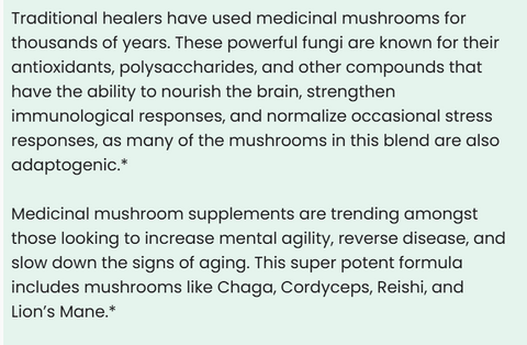 Mushroom Complex 10 X Potent Medicinal Mushroom Supplement