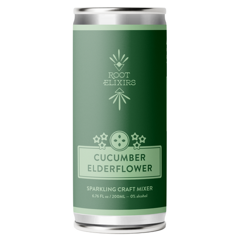 Sparkling Cucumber Elderflower Premium Cocktail Mixer 8 Cans 7.5 oz Root Elixirs