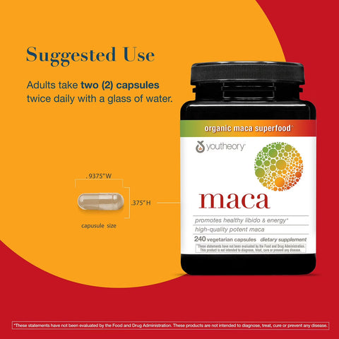 Youtheory Organic Maca Capsules- 240 Veg Capsules