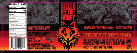 Killer Bee Fire Honey Hot Honey Sauce by Honey Badgers Bee Farm
