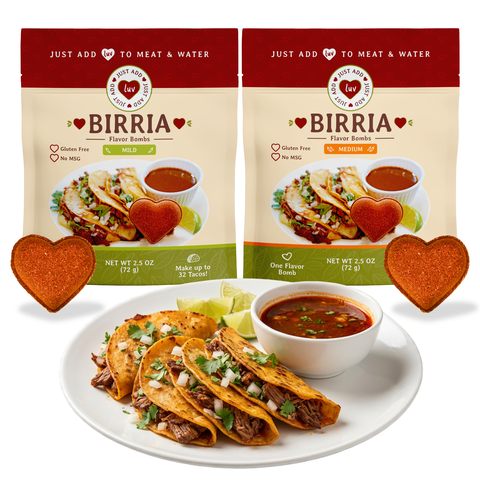 Birria Luv Bombs Mild or Medium Flavor Concentrated Seasoning Blend Just Add Luv
