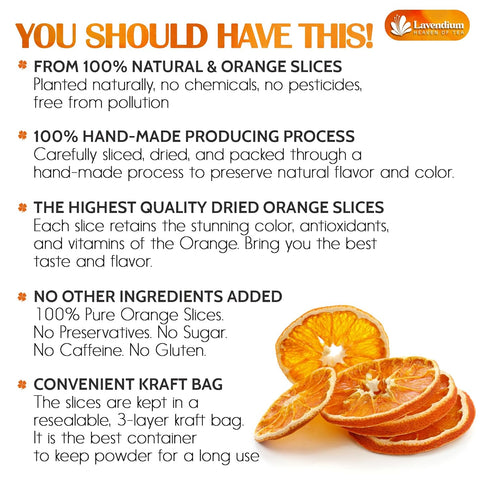 Premium Dried Orange Slices 6oz – Natural Dehydrated Citrus Wheels for Tea, Cocktails, Baking, Holiday Decorations, Potpourri, and Crafts.