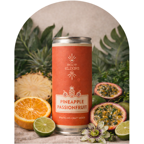 Sparkling Pineapple Passionfruit Premium Cocktail Mixer 8 Cans 7.5 oz Root Elixirs