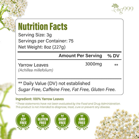 Premium Yarrow Tea Leaves | Naturally Aromatic, Freshly Packed Loose Leaf Yarrow