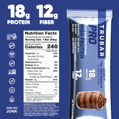 Plant-Based High Performance Protein Bar Cake It 'Til You Make It TRUBAR PRO