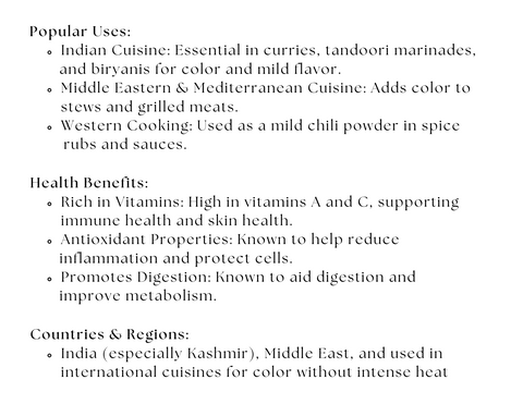 Kashmiri Chili Mild Heat Chili Powder Spice Wheel