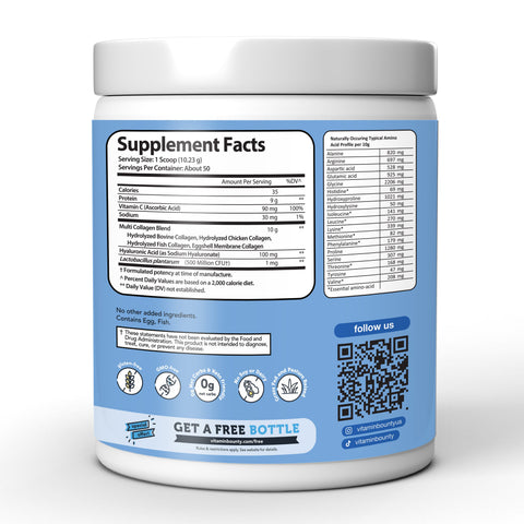Multi Collagen Complex Plus Vitamin C Hyaluronic Acid Probiotics
