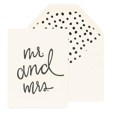 Mr. and Mrs. Folded Card Letterpress Style Sugar Paper