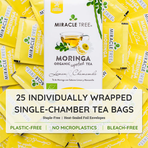 Organic Moringa Tea - Lemon & Chamomile - Caffeine-Free Herbal Tea