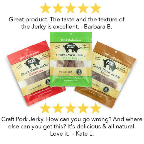 Craft Pork Jerky Sampler 3 Flavor Pack Big Fork Brands