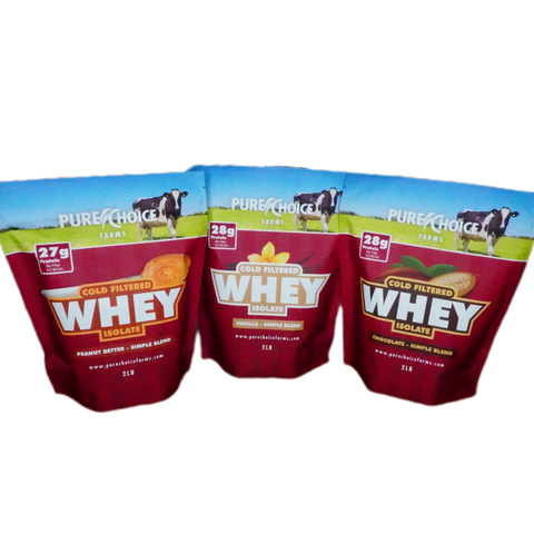 Whey Protein Isolate 3 Flavor Combo 6lbs Pure Choice Farms