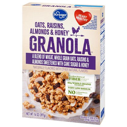 Kroger Oats Raisins Almonds & Honey Granola 14 oz