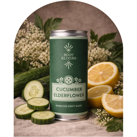 Sparkling Cucumber Elderflower Premium Cocktail Mixer 8 Cans 7.5 oz Root Elixirs
