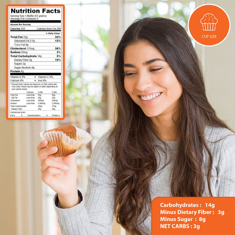 Carbolicious Chocolate Chip Muffin Low-Carb Sugar Free - 6 Pack - Only 3g Carbs per Muffin! Keto Atkins Friendly