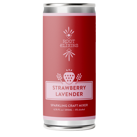 Sparkling Strawberry Lavender Premium Cocktail Mixer 8 Cans 7.5 oz Root Elixirs