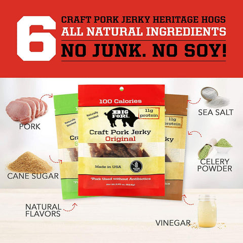 Craft Pork Jerky Sampler 3 Flavor Pack Big Fork Brands