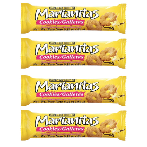 ( 4 Pack ) LA MODERNA, Marianitas Vainilla, Vanilla Cookies, Galletas, 6.53 oz