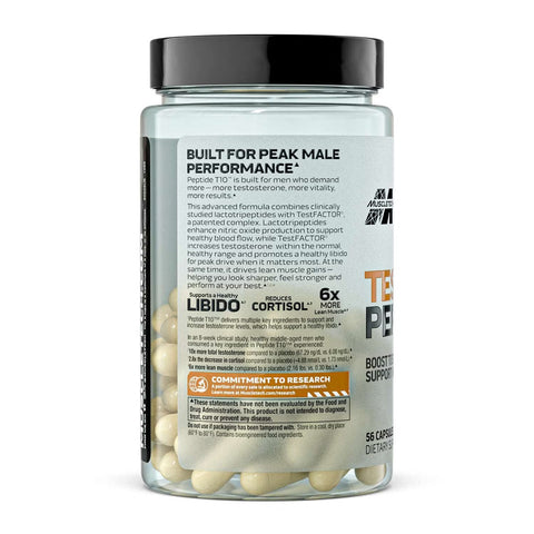 MuscleTech Test Peptide T10 Testosterone Support – 56 Capsules | 28 Servings