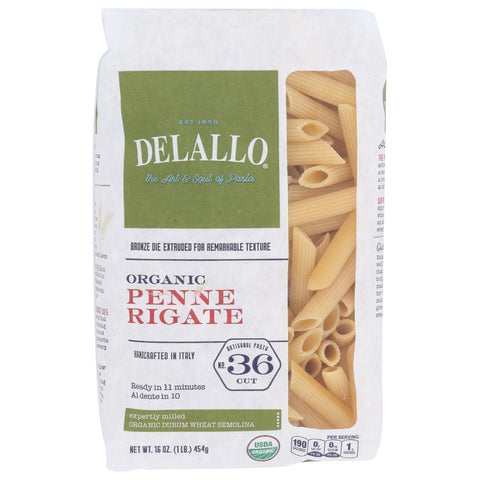 Pasta Semolina Penne Rigati Organic 16 oz DELALLO