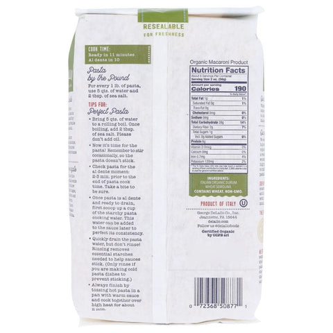 Pasta Semolina Penne Rigati Organic 16 oz DELALLO