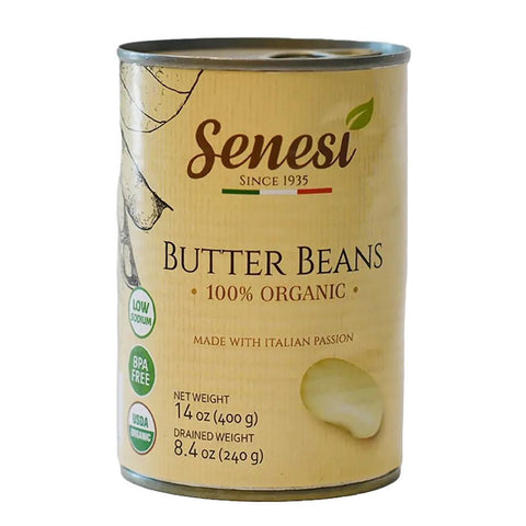 Organic Cooked Butter Beans 14OZ Senesi