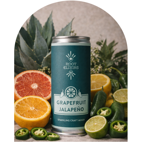 Sparkling Grapefruit Jalapeno Premium Cocktail Mixer 8 Cans 7.5 oz Root Elixirs
