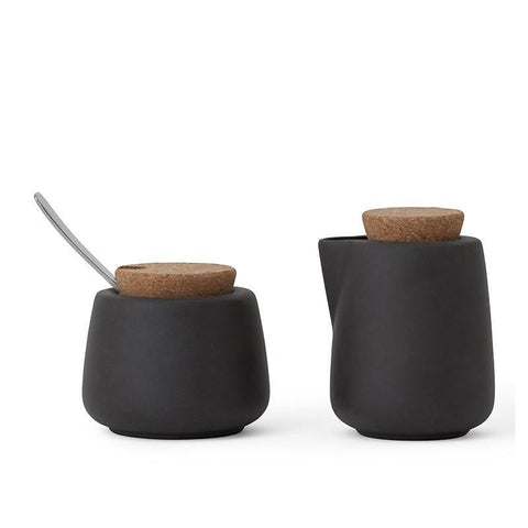 Charcoal Milk & Sugar Set Porcelain with Cork ViVa Scandinavia