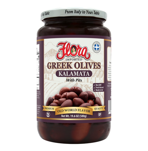 Greek Kalamata Olives With Pits 19.6 oz Flora