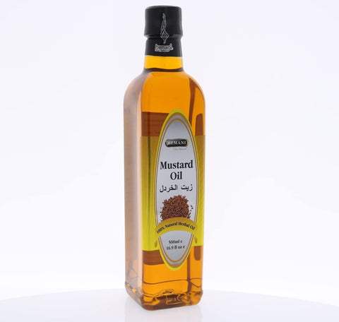 Hemani Mustard Seed Oil 500Ml Cold-Pressed Kachi Ghani , 100% Natural Essential Oil, Halal Certified Soothing Hair Care, Daily N